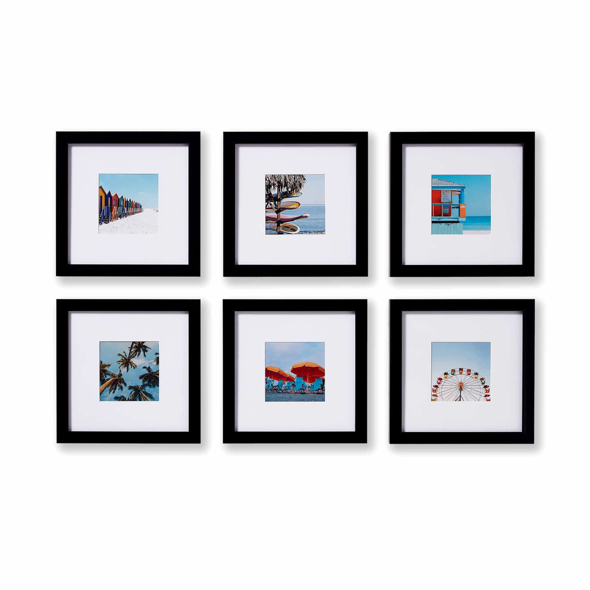 Old Town 6pk- 8x8 Matted Square Gallery Picture Frames (Black, 8x8)