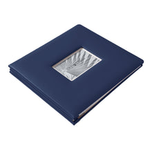 Load image into Gallery viewer, Single navy leather scrapbook with 4x6 inch window for displaying a photo or other item.
